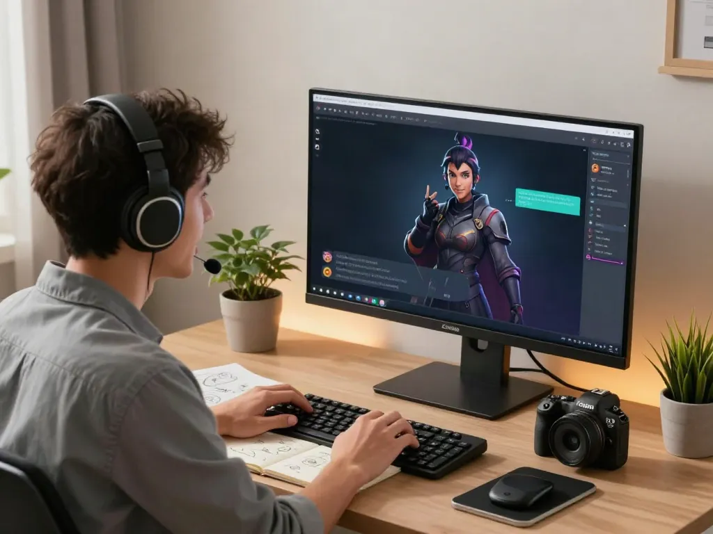 AI character interaction on https://companion.crushon.ai/ in a cozy home office